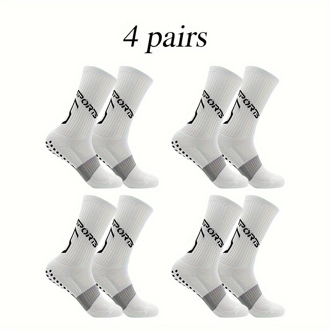 4 Pairs Athletic Anti-slip Football Socks For Men And Women
