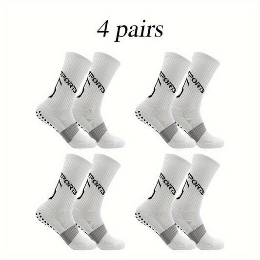 4 Pairs Athletic Anti-slip Football Socks For Men And Women