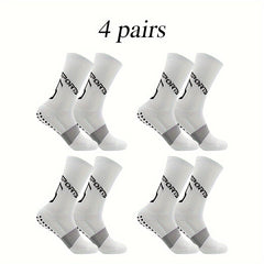 4 Pairs Athletic Anti-slip Football Socks For Men And Women