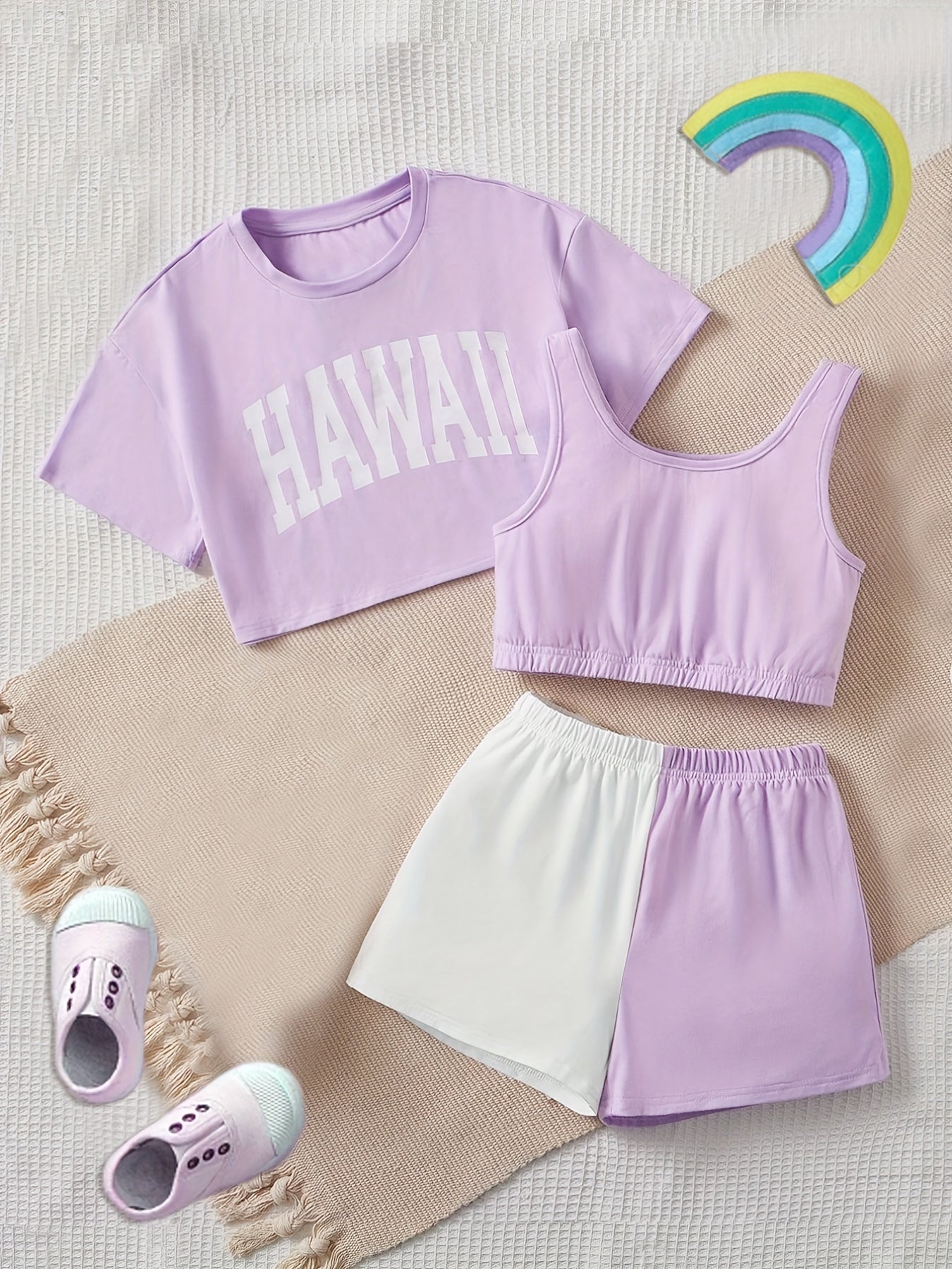Toddler Girls HAWAII Graphic T shirt Tank Top Shorts Kids Summer Clothes