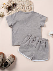 Toddler Boy's Cartoon Graphic 2pc Cotton Set for Summer