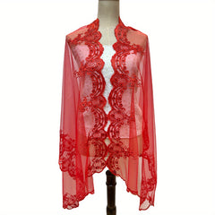 Floral Embroidery Shawl Large Cape for Wedding Bridal