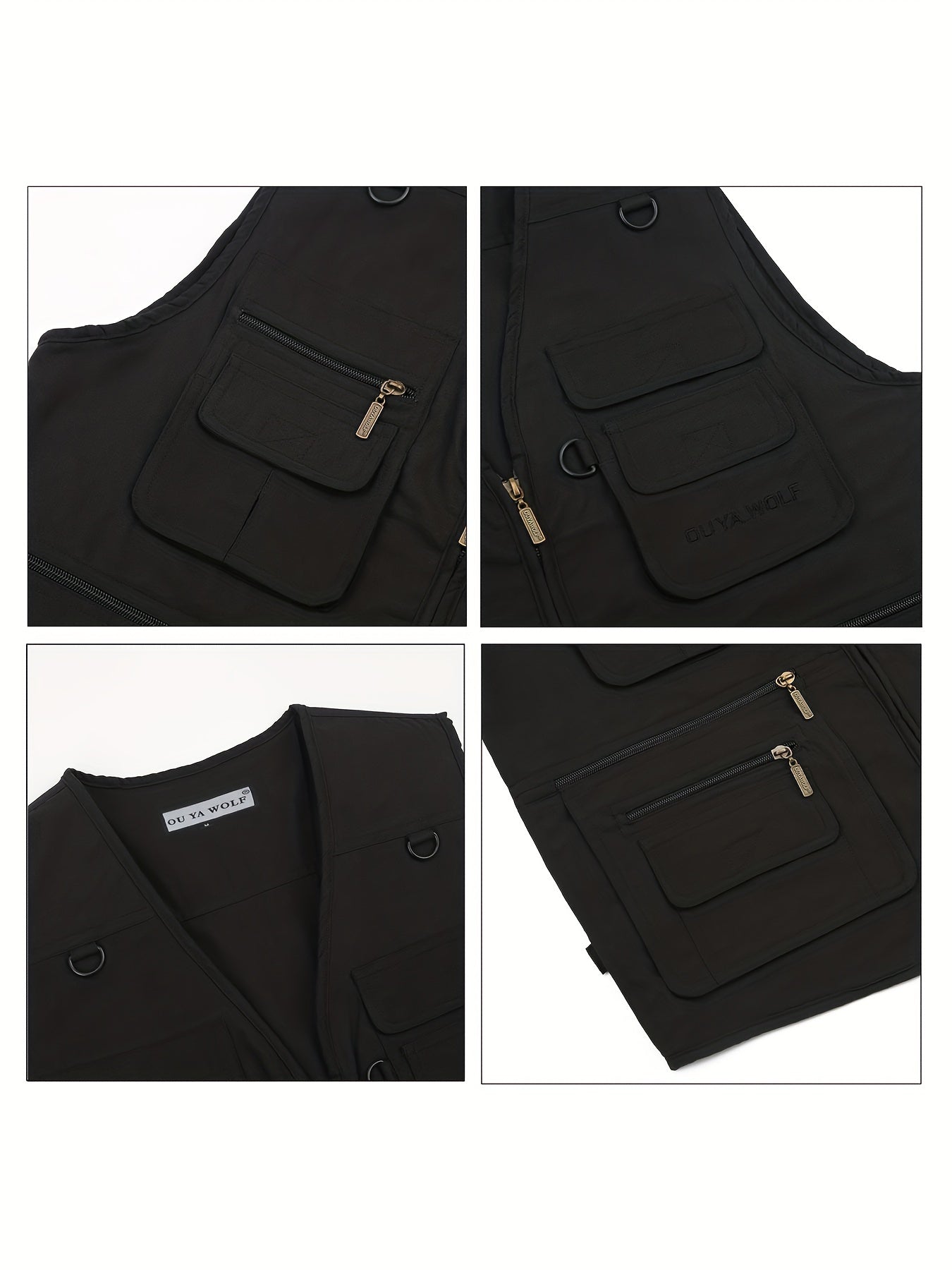 Men's Poplin Outdoors Travel Sports Pockets Utility Work Fishing Cargo Vest