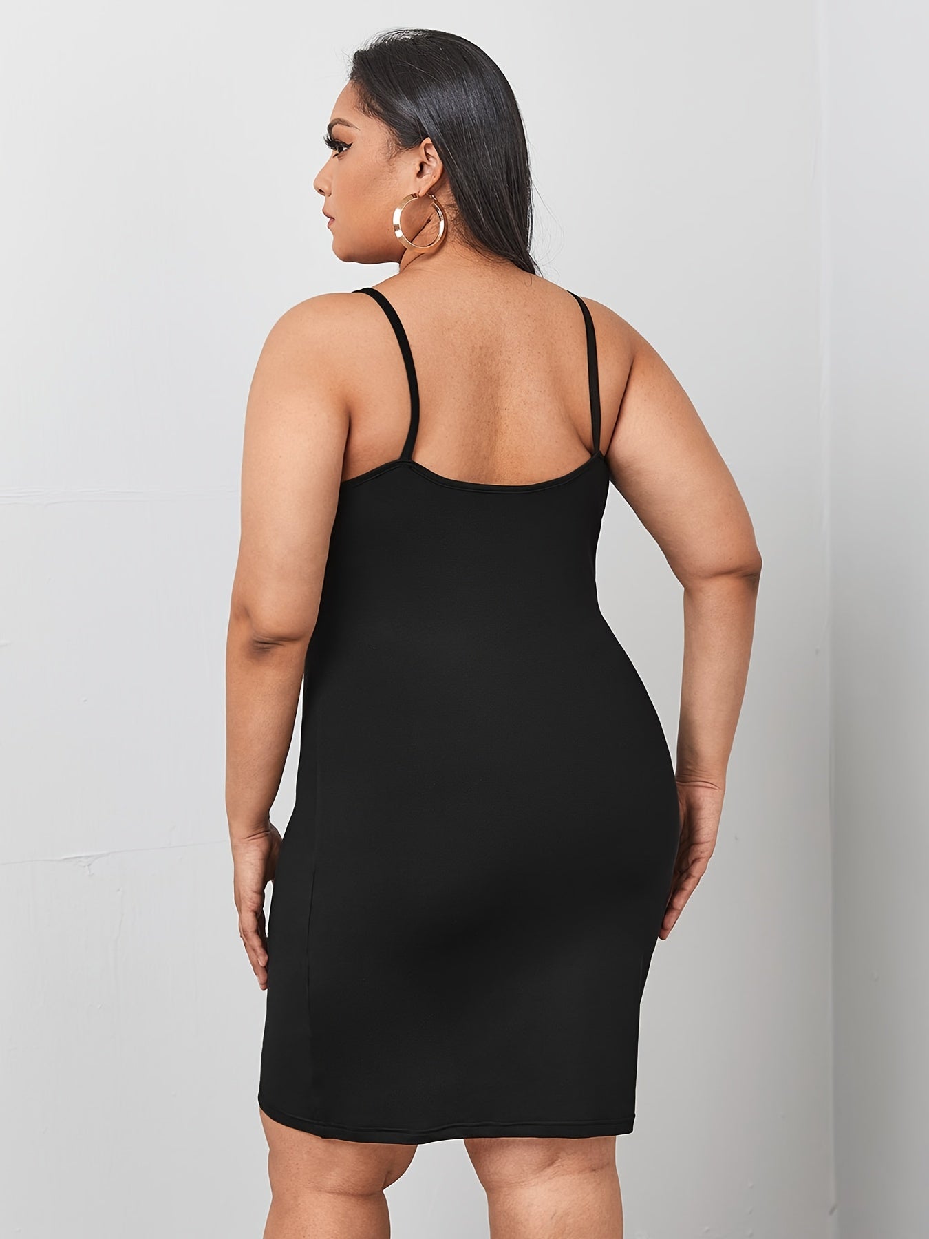 Plus Size Shirred Front Slim Fit Slip Dress