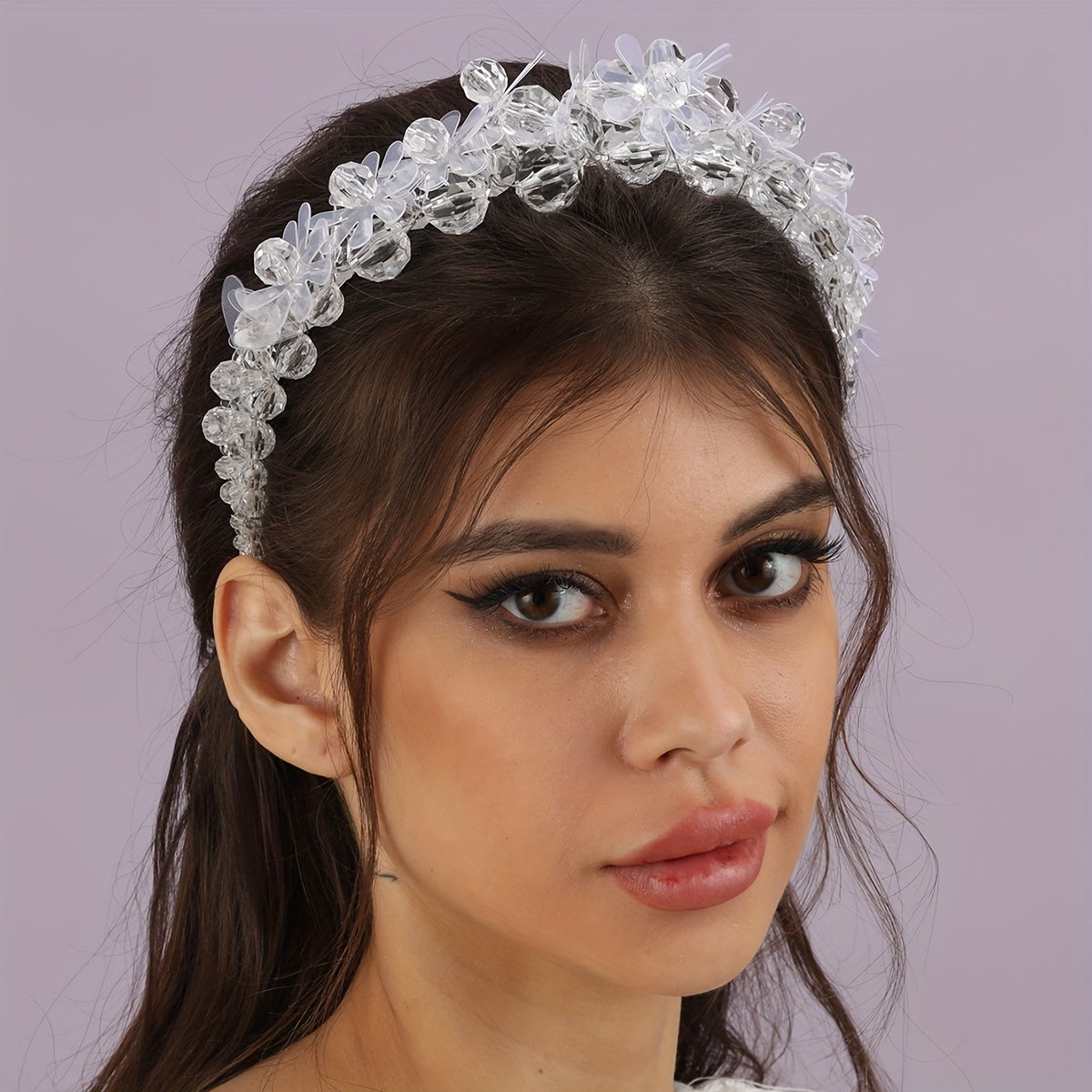 Crystal Beads Hair Hoop Headdress Bridal Wedding Veil Dress