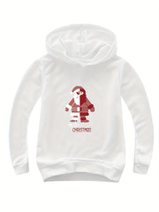 Santa Graphic MERRY CHRISTMAS Hoodie Girls Spring Fall Sports