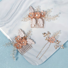 Bridal Crystal Flower Hair Comb Set