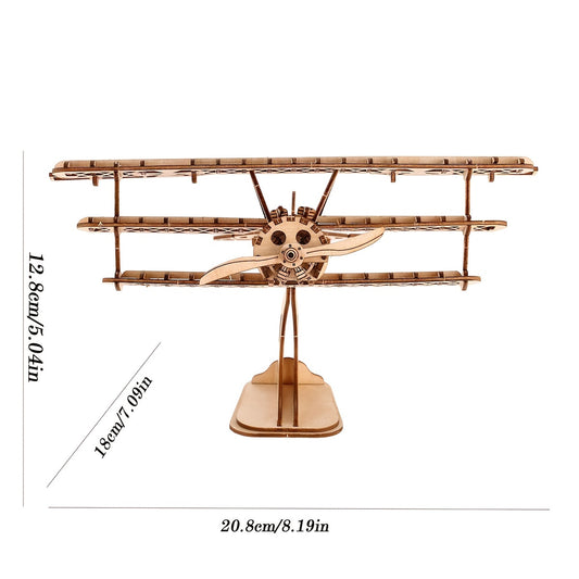 3D Wooden Puzzle Two Wing Aircraft DIY Craft Plane Model Christmas Gift