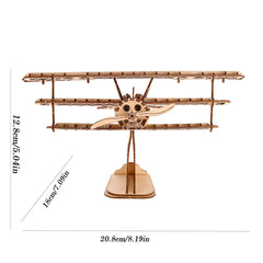 3D Wooden Puzzle Two Wing Aircraft DIY Craft Plane Model Christmas Gift