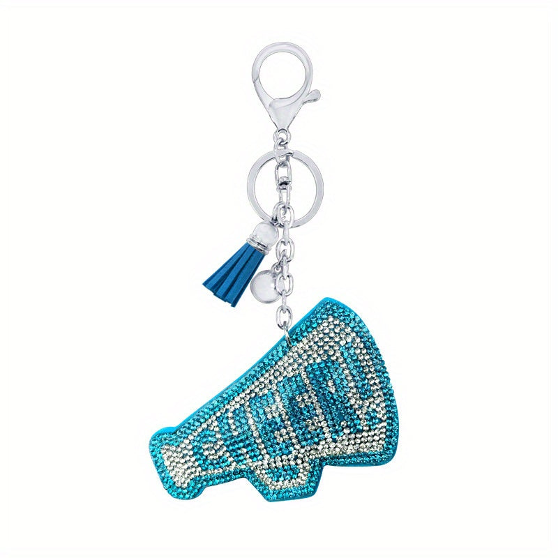 Plush Rhinestone Horn Keychain Tassel Pendant Car Bag Accessory