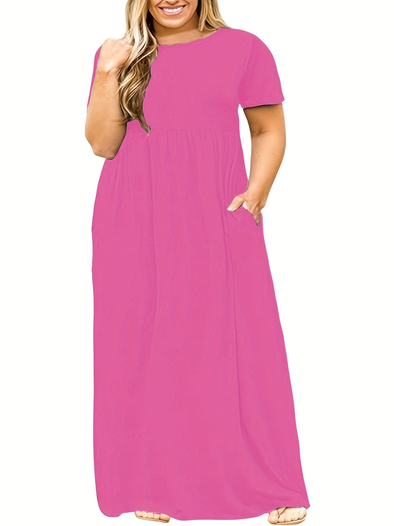 Short Sleeve Maxi Dress With Pocket Women's Plus Medium