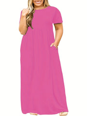 Short Sleeve Maxi Dress With Pocket Women's Plus Medium