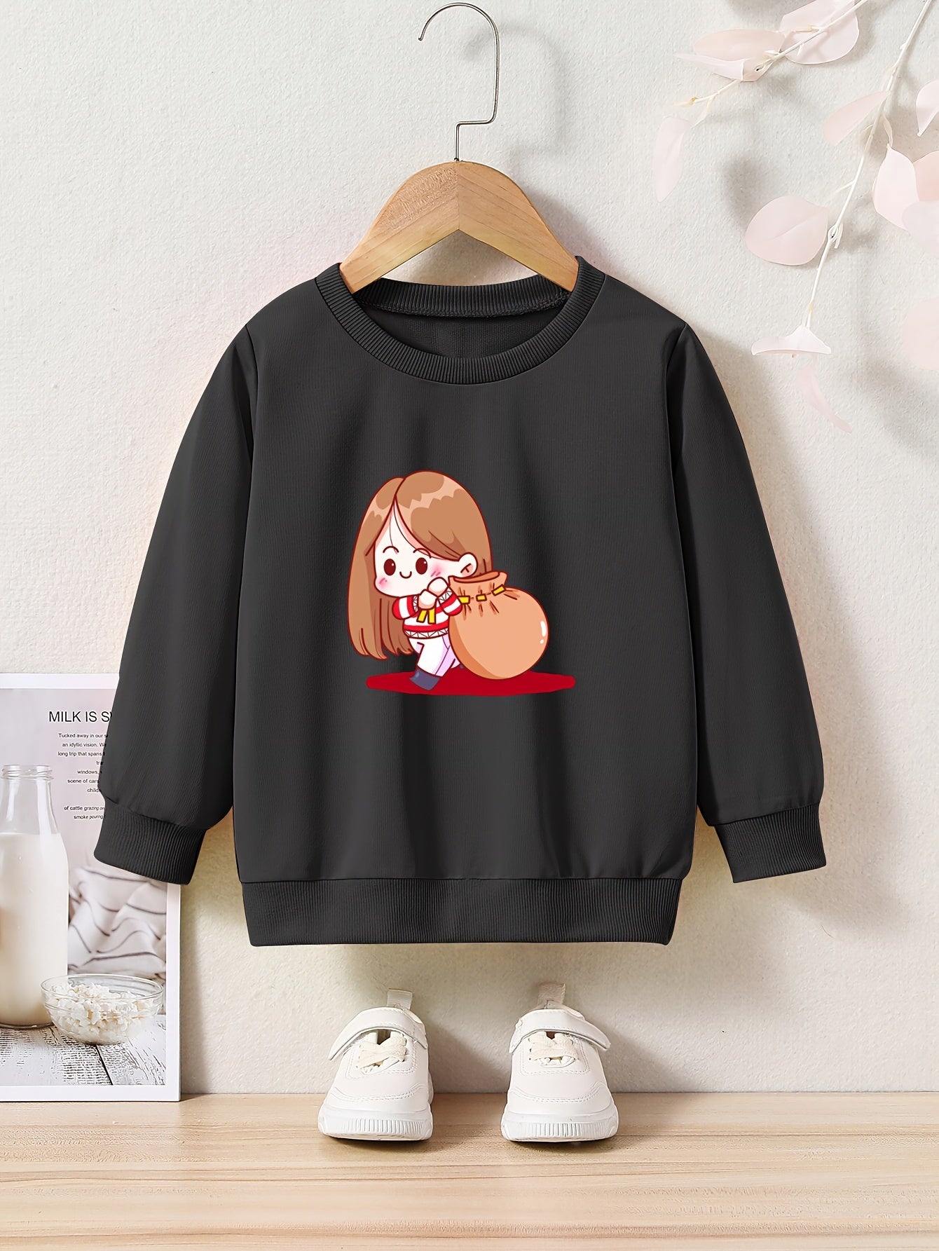Christmas Anime Girl & Gift Print Sweatshirt