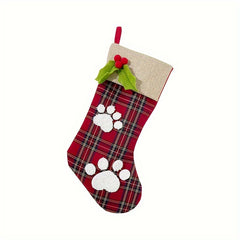 Christmas Socks Ornaments Plaid Gift Bags Candy Socks Tree Pendant