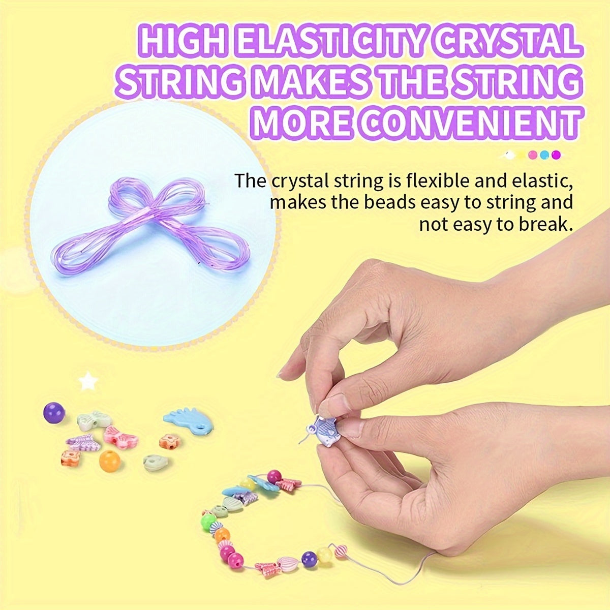 Colorful Bead Crafts Kit for Kids, DIY Jewelry Making Set