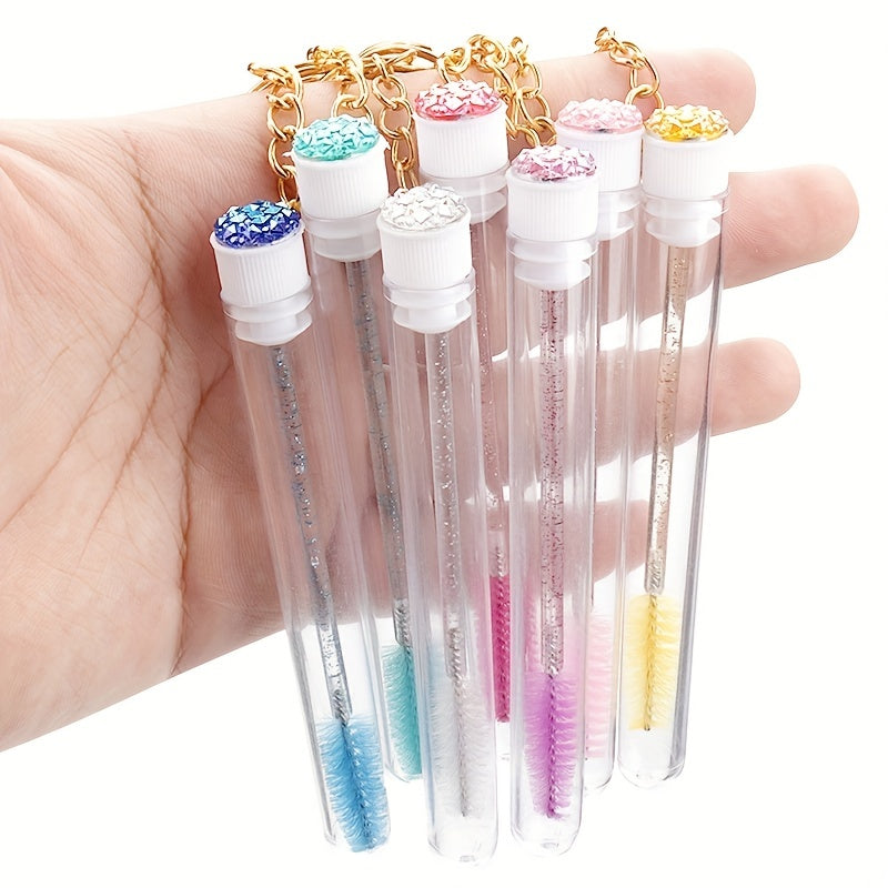 Crystal Mascara Wands & Brush Set with Reusable Key Chain Tube
