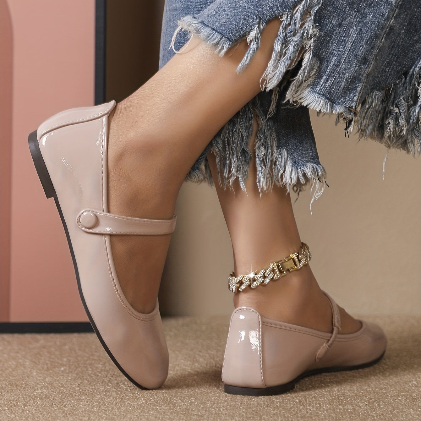 Women's Square Toe Patent Leather Mary Jane Flats