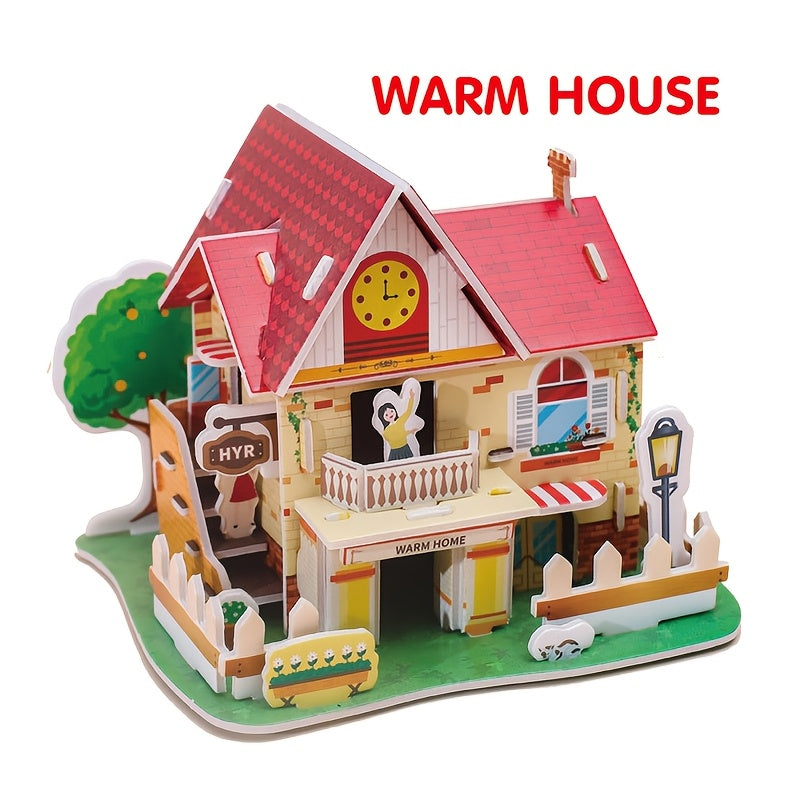 Warm Cottage 3D Model Puzzle DIY Toy Christmas Thanksgiving Gift