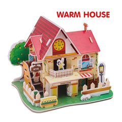 Warm Cottage 3D Model Puzzle DIY Toy Christmas Thanksgiving Gift