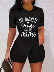Letter Print Two piece Set T shirt & Shorts Casual Outfits