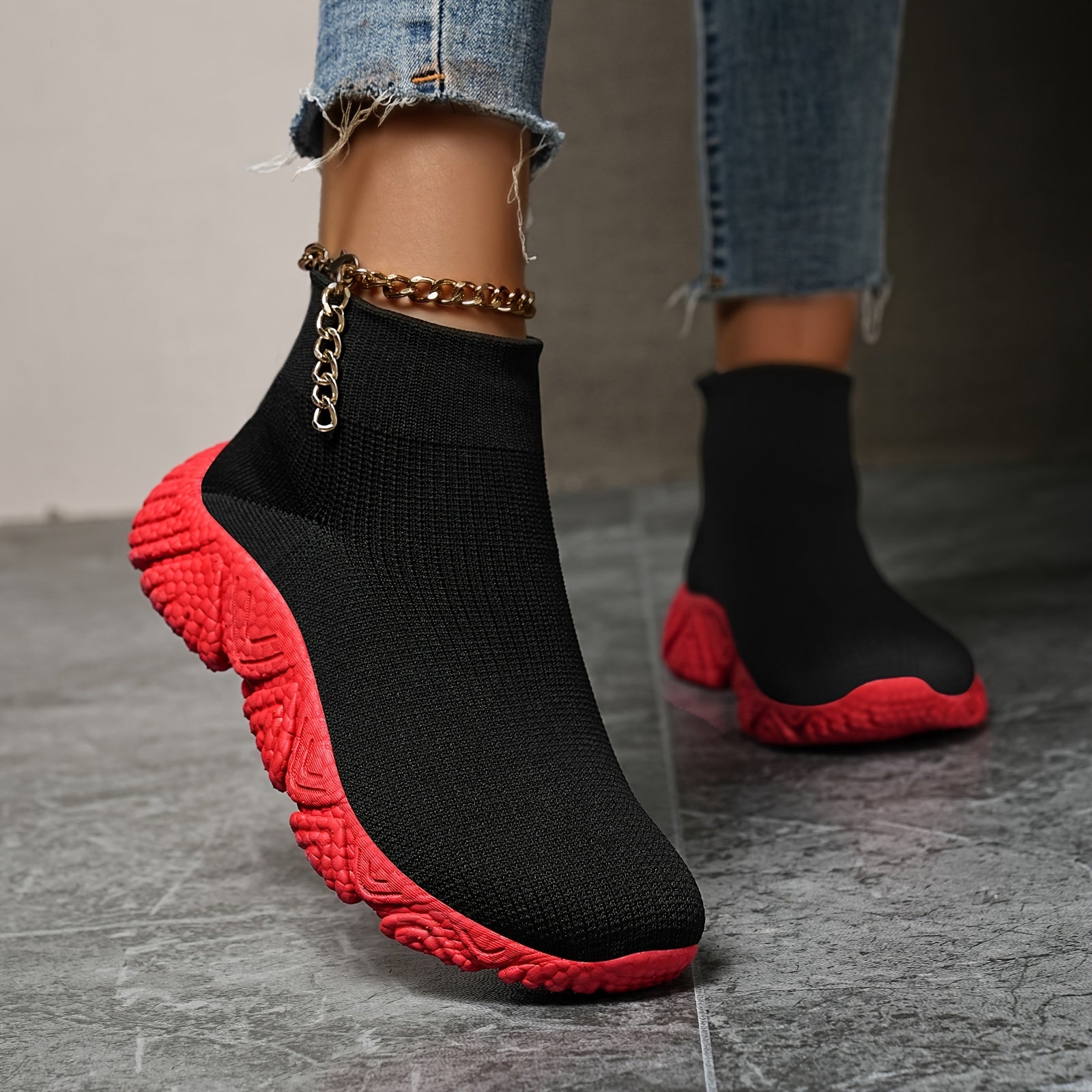 High Top Mesh Running Shoes Slip On Outdoor Sneakers