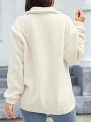 Zipper Front Sweatshirt with Contrast Trim