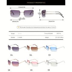 Gradient Rimless Sunglasses Unisex Y2K Rhinestone Butterfly Decor Glasses