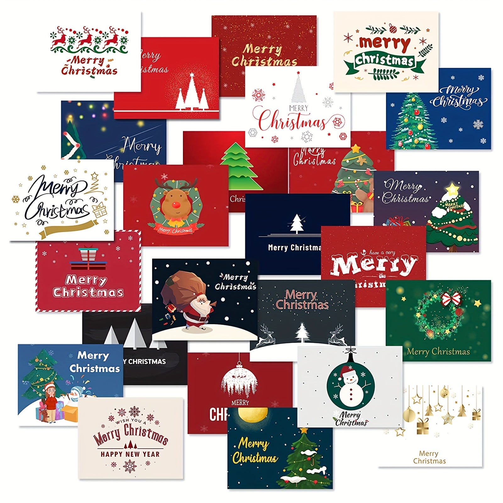 Feelfine Christmas Cards 50pcs Boxed - Modern Design - Blank Greeting Bulk