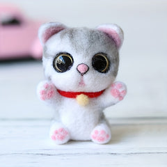 Cat Needle Felting Kit with Instructions Foam Mat Needles