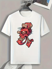 Skull Print Men's Graphic T-shirt for Summer