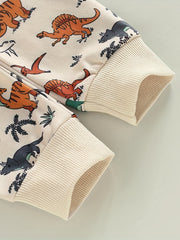 Baby Boys Dino Outfit Long Sleeve Top Pants 2pcs Set