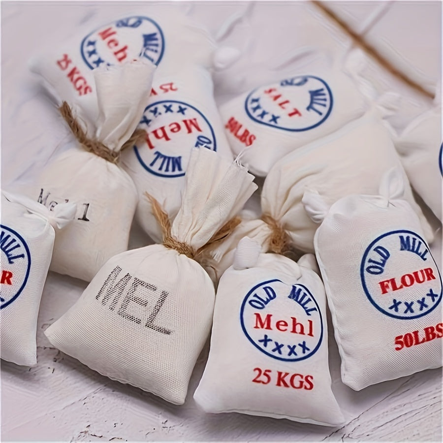 5-Pack Flour Sack Doll House Accessories Textile Kitchen Props