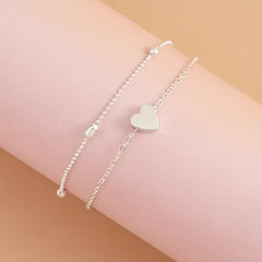 Double Layer Alloy Anklet Heart Decor Fashion Jewelry for Women Girls