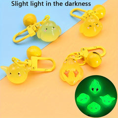 Mini Luminous Peace Chicken Key Chain Cartoon Animal Pendant Keyring