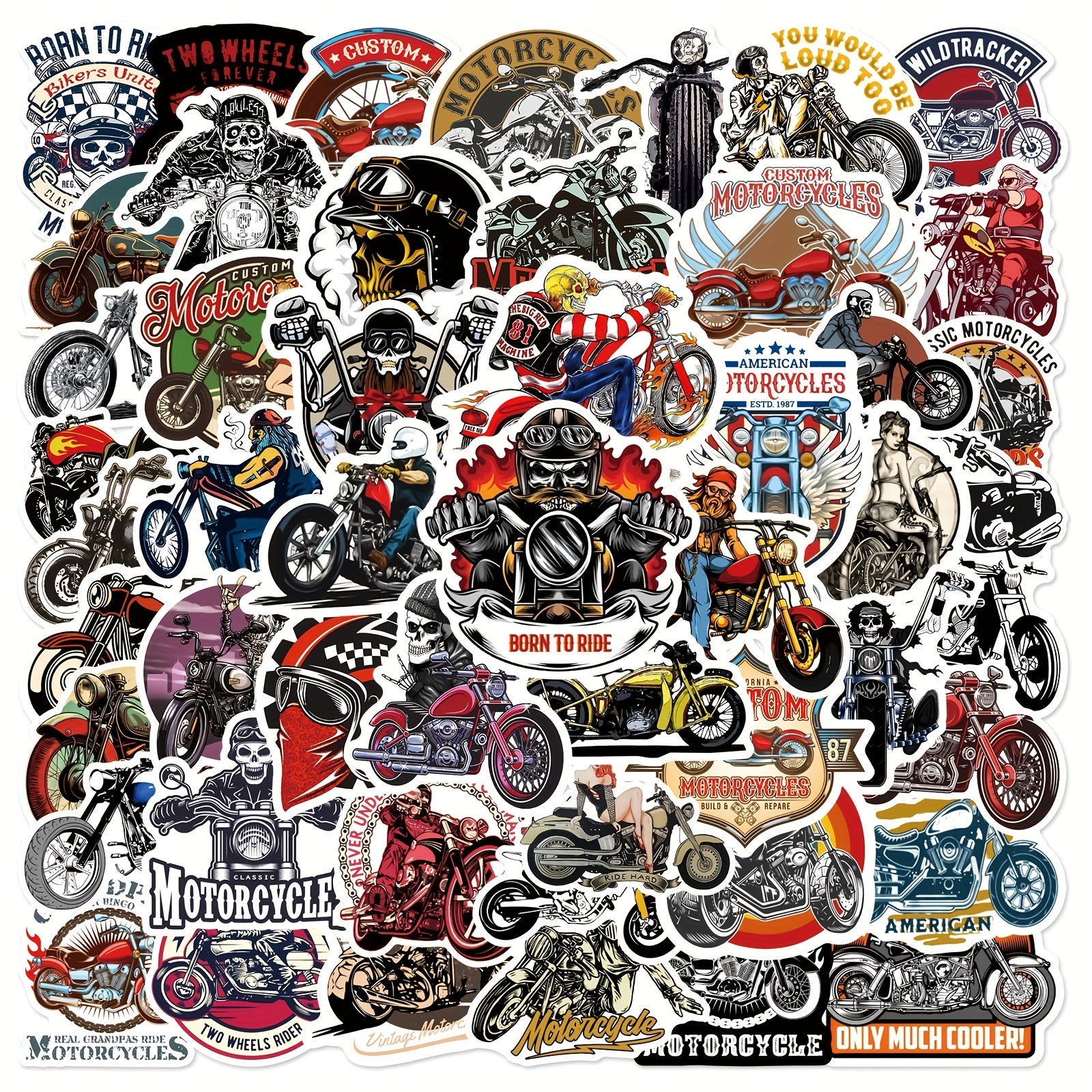 50pcs Rock Motorcycle Stickers Cross Motorcycle Waterproof Decoration Stickers