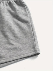 Flag Lips Print Drawstring Stretch Shorts