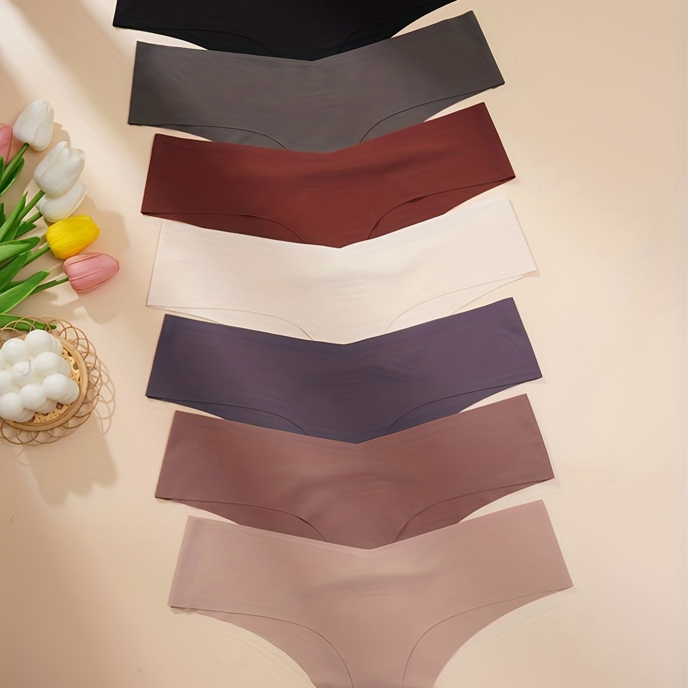 7pcs Seamless Thongs Soft & Stretchy Panties Women's Lingerie