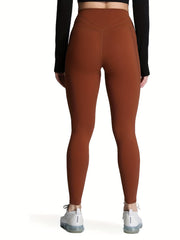 Cross Waist Yoga Pants Tummy Control Leggings With Pockets
