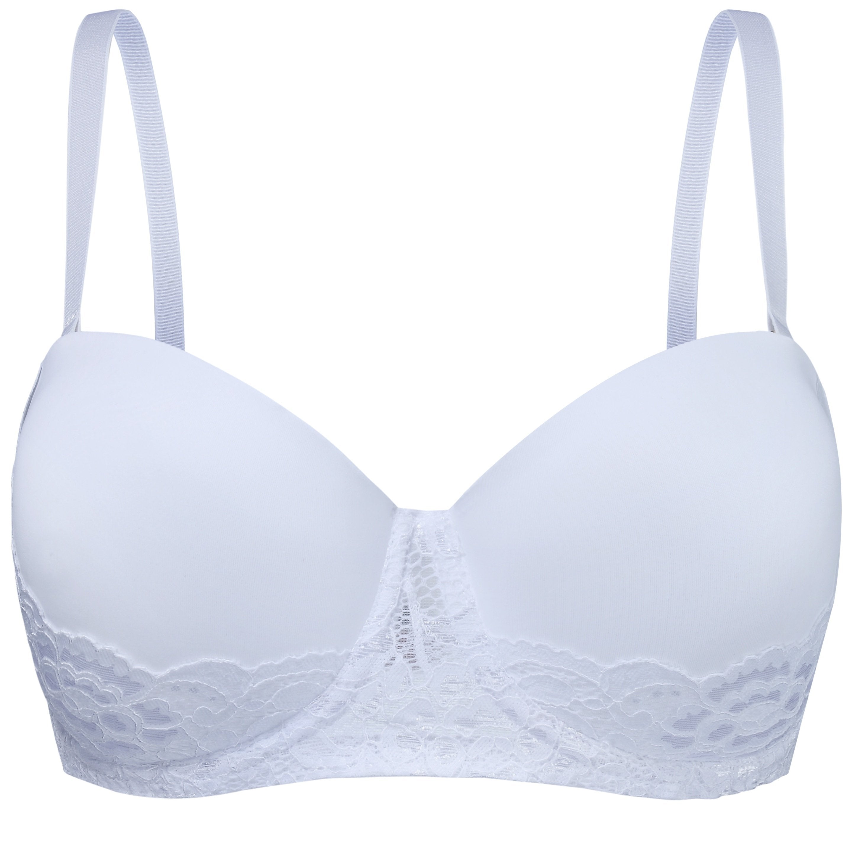 Contrast Lace Molded Cup Bralette With Removable Straps