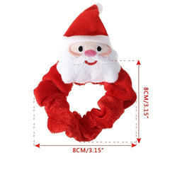 3pcs Christmas Cartoon Hair Ties Set Santa & Elk & Tree Charm Elastic Headbands