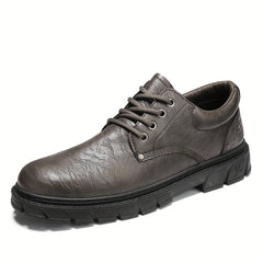 Men's Faux Leather Flat Shoes Non Slip Casual Walking Shoes