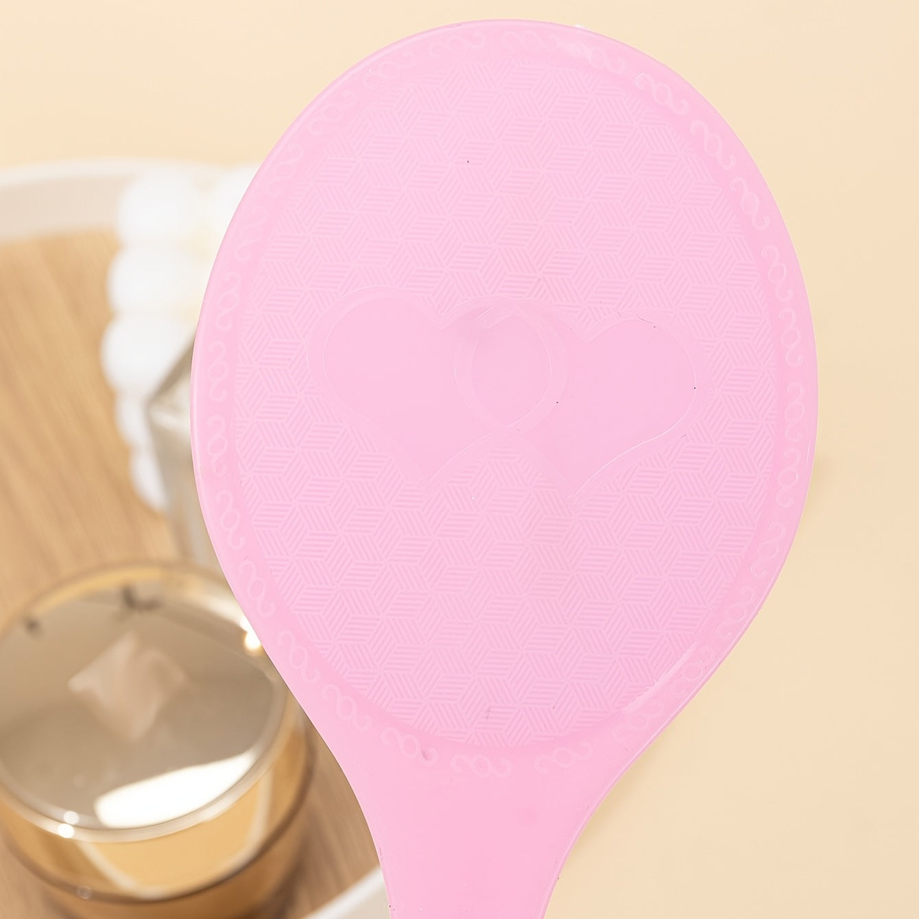 Pink Makeup Mirror Comb Set Hair Brush Oval Vanity Mirror Portable Comb Gift