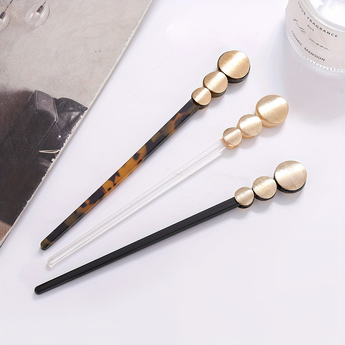 Leopard Pattern Hair Stick Alloy Hair Fork Style Hairpin for Women Girls