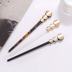 Leopard Pattern Hair Stick Alloy Hair Fork Style Hairpin for Women Girls