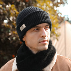 Winter Knitted Beanie Hat & Scarf Set Ear Protection Warm Hat Neck Gaiter