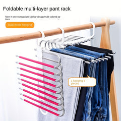 9-Layer Hanger Organizer Non-Slip Styling Trouser Coat Folding Storage