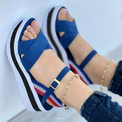 Women's Cross Strap Platform Sandals Casual Summer Shoes