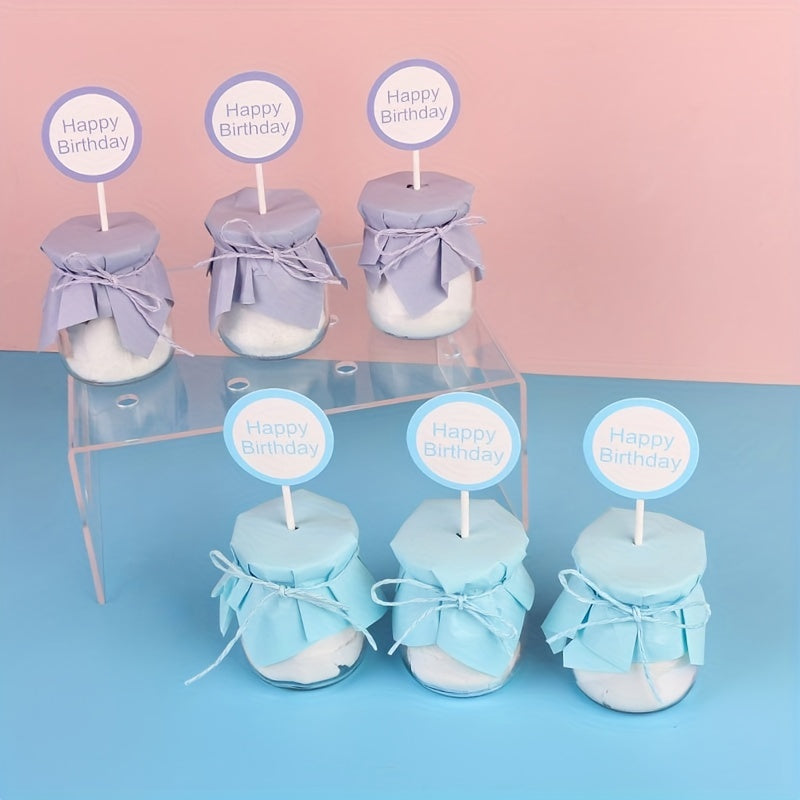 6pcs Birthday Dessert Table Decoration Inserts Cupcake Decoration