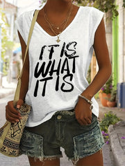 Letter Graphic Tank Top For Women Summer V Neck Sports Casual Tank Top