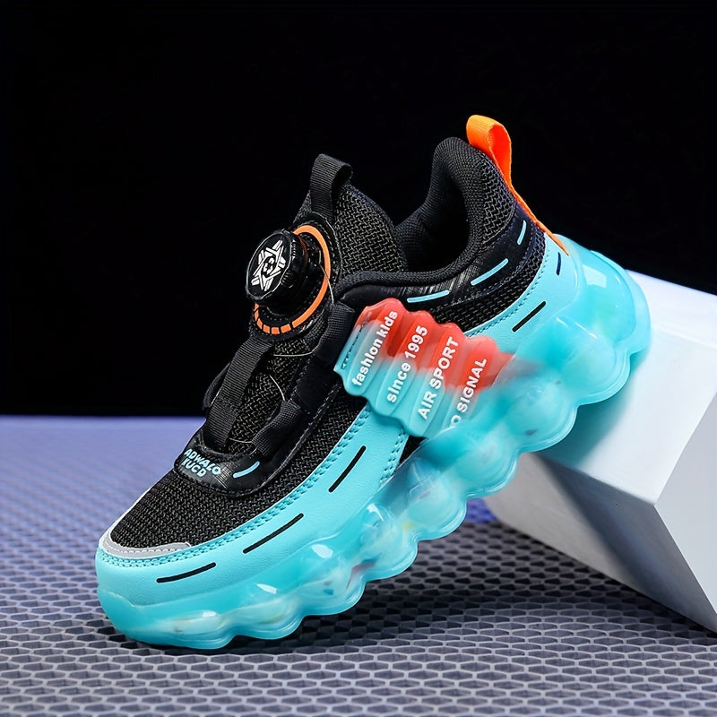 Boy's Basketball Shoes with Rotating Buckle Non Slip Sneakers